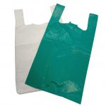 Plastic Vest Carrier Bags Green and White